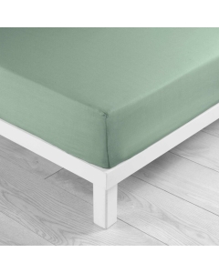 Drap housse 2 personnes 140 x 190 cm uni 57 fils lina Sauge
