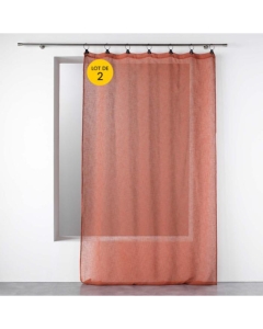 Lot de 2 Voilages à anneaux 140 x 240 cm voile tissé Linka Terracotta