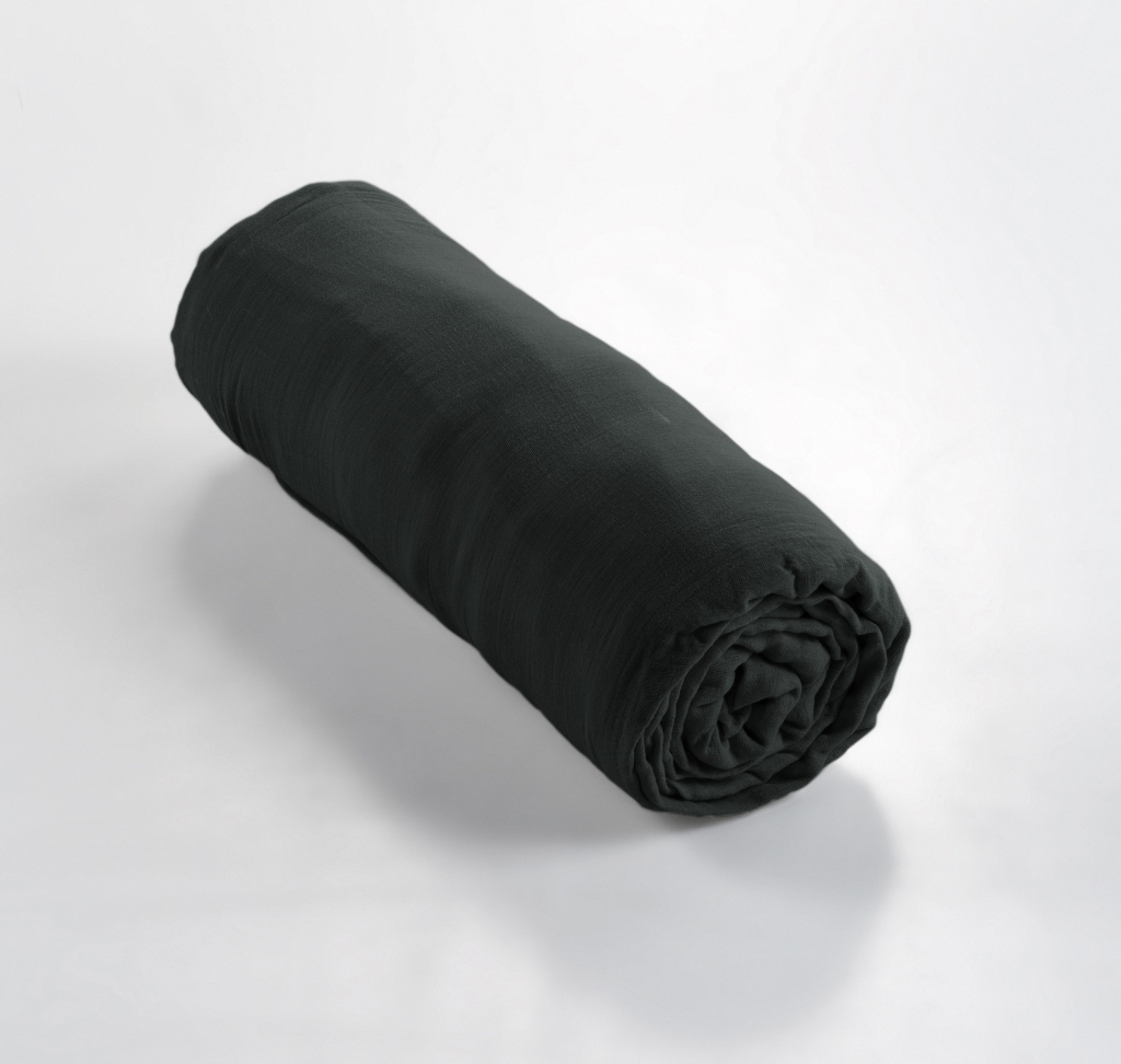 Drap housse 160 x 200 cm gaze de coton GAÏA Sapin – bonnet 30 cm