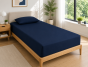 Drap Housse 90x190 cm 1 Place 100% Coton 57 Fils/cm² Bonnet 30 cm Bleu nuit
