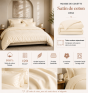 Housse de couette Prestige 260 x 240 cm Crème – Satin de coton peigné 120 fils/cm²
