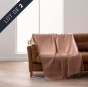 Lot de 2 plaids LILIA 180 x 220 cm – 100 % coton – Plaid à franges mocha