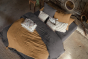 Parure de lit 260 x 240 cm + drap housse 160 x 200 cm + 2 taies 60 x 60 cm gaze de coton Granit