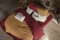 Parure de lit 240 x 220 cm Double gaze de coton GAÏA Bordeaux + 2 taies 60x60 cm