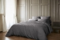 Ensemble de lit drap housse 140 x 190 cm Satin de bambou 120 fils SALOMÉ Granit 2 taies 60 x 60 cm
