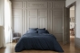 Parure de lit 260 x 240 cm 100% viscose de bambou 120 fils SALOMÉ Minuit + drap-housse 140 x 190 cm