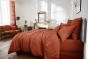 Drap Housse 90 x 190 cm – Lin Lavé Français Luxe Soline – Paprika