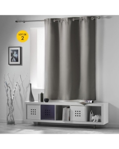 Lot de 2 Rideaux 140 x 180 cm occultant uni occult Perle