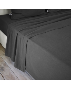 Drap plat 240 x 300 cm flanelle  de coton chaude Candice Anthracite