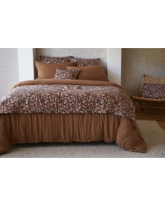Bout de lit 90 x 200 cm double gaze de coton imprimée capucine Camel