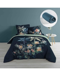 Pack housse de couette 220x240 cm Midnight + drap housse 140x190x30 Bleu