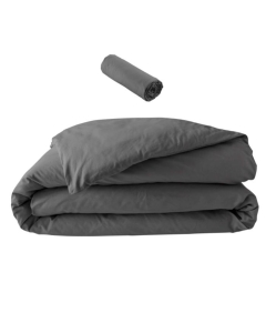 Pack parure 260 x 240 cm en percale 78 Fils + DH 160x200 cm Acier
