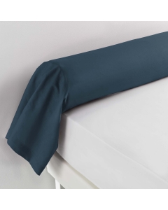 Taie de traversin 85 x 185 cm uni 57 fils lina  +point bourdon Bleu nuit