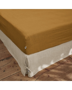 Drap housse 140 x 190 cm en lin lavé SolineCaramel