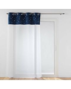 Voilage grande hauteur a oeillets 140 x 280 cm Velours phosphorescent Moonlight Bleu