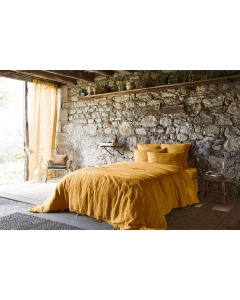 Housse de couette 260 x 240 cm Lin lavé français luxe Soline Jaune