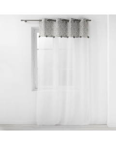 Panneau a oeillets 140 x 240 cm voile sable+top imp met+pompon vilanelle Sans