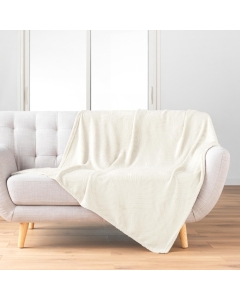 Plaid 125 x 150 cm flanelle relief unie nelia Naturel