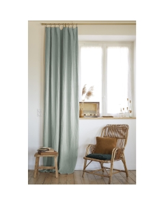 Rideau ajustable + 8 anneaux pince 140 x 270 cm en Lin lavé Soline Eucalyptus