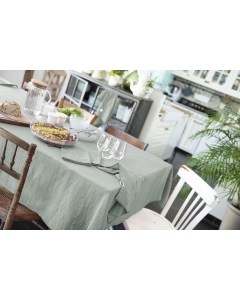 nappe rectangle 150 x 350 cm gaze de coton unie gaïa eucalyptus