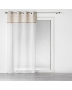 Voilage a oeillets 140 x 240 cm voile sablé + haut en jute Bahina Blanc