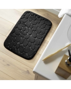 Tapis de bain 50 x 80 cm microfibre unie relief ricochet Noir