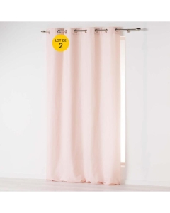 Lot de 2 Rideaux uni 140x 260 cm Absolu en microfibre Rose