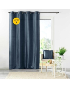 Lot de 2 rideaux effet soie 140 x 240 cm Shana Bleu marine