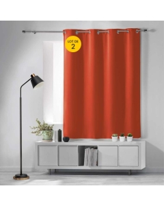 Lot de 2 rideaux occultant petite hauteur 135 x 180 cm occult Terracotta