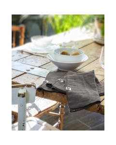 Lot de 3 serviettes gaze de coton 40 x 40 cm gaia granit Anthracite
