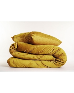 Housse de couette 240 x 220 cm velours uni Velina Ocre