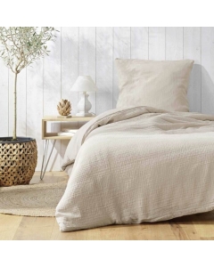 Parure de lit 140 x 200 cm double gaze coton uni 57 fils Angelia Sable