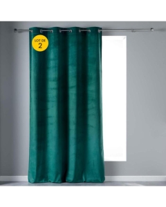 Lot de 2  Rideaux tamisant 140 x 240 cm velours doux Velvetine Pétrole