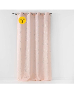 Lot de 2 Rideaux 140 x 260 cm imprimé métallisé Artyline Rose/argent
