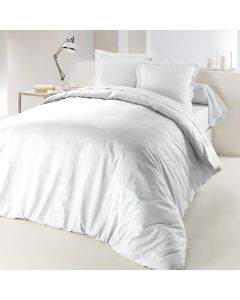 Housse de couette 2 personnes 240 x 220 cm uni 57 fils lina Blanche