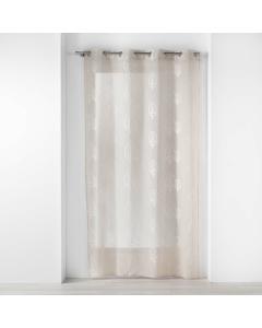 Voilage a oeillets 140 x 240 cm effet li brodé Sonata Beige