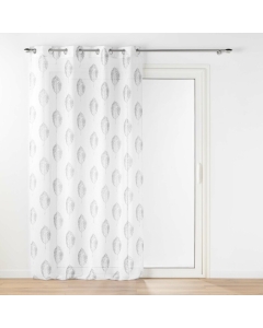 Voilage a oeillets 140 x 240 cm effet lin tissé imprime Indila Blanc