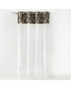 Panneau a oeillets 140 x 240 cm voile sable+top imp. or+frange adelor Anthracite