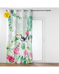 Lot de 2 Rideaux a oeillets 140 x 260 cm 100% coton imprimé Louisiane