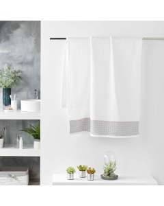 Drap de douche 70 x 130 cm éponge unie jacquard Belina Blanc