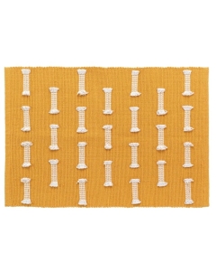 Tapis rectangle 50 x 80 cm coton tisse uni+fils coupes juline Jaune