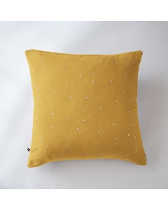 Taie d'oreiller gaze de coton brodée fil or 60 x 60 cm Gaia Chic Jaune