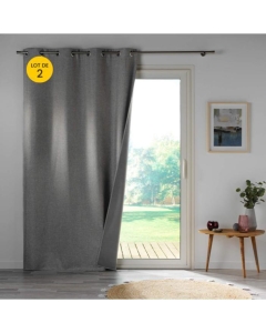 Lot de 2 rideaux occultant 140 x 260 cm Crépuscule Gris