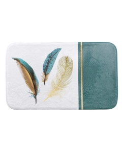 Tapis de bain 45 x 75 cm microfibre imprimee metallisee plumiss des. place Sans