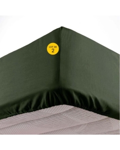 Lot de 2 Draps housse bonnet 30 cm 2 personnes 140 x 190 cm microfibre Oscar Kaki