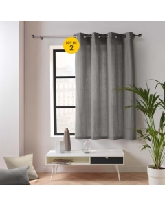 Lot de 2 rideaux petite hauteur 135 x 180 cm coton/polyester recyclé Twily Gris