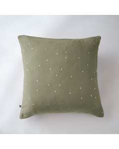 Taie d'oreiller gaze de coton brodée fil or 60 x 60 cm Gaia Chic Romarin