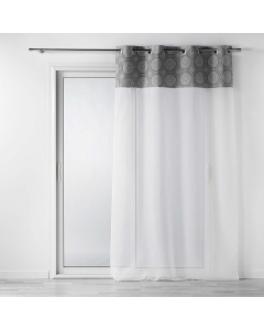 Voilage a oeillets 140 x 240 cm voile sable+ haut coton Sibel Gris