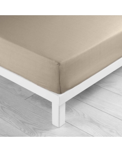 Drap housse 2 personnes 180 x 200 cm uni 57 fils lina Sable