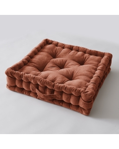 Coussin de sol 50 x 50 x 10 cm velours de coton césar terracotta Orange